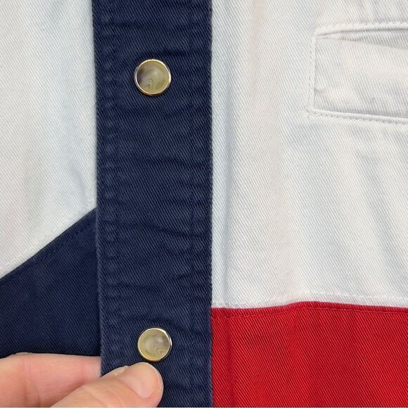 90's Wrangler Western Shirt Texas Flag Button Down Long Sleeve Red White Blue L - Picture 5 of 15